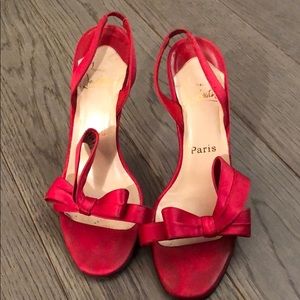 Christian Louboutin red  satin  sandals